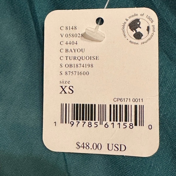 NWT Free people  TURQUOISE Drape Neck Blouse - Picture 5 of 8